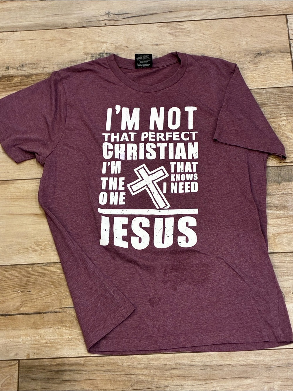 Love in Burgundy Christian Graphic Tee with White Print